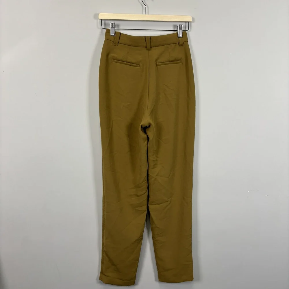 Aritzia Wilfred Gabriel Pant High Waisted Pleated Trousers Olive Green Size 2 - Picture 7 of 15